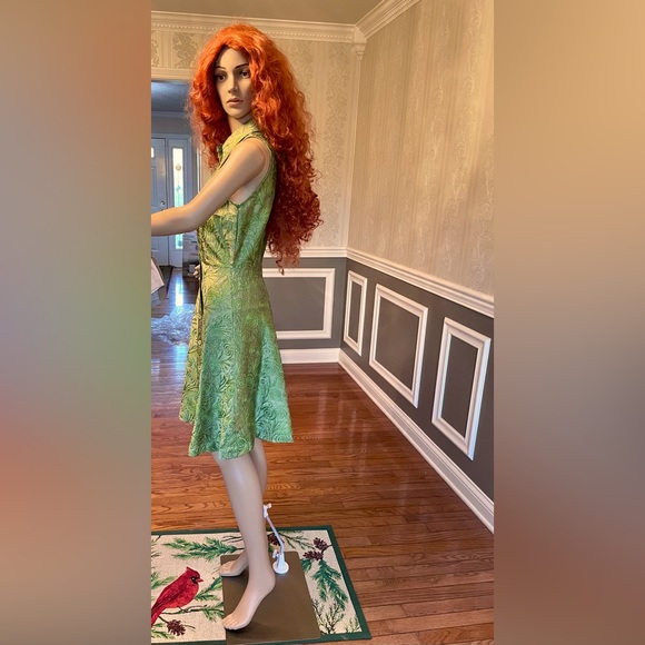 Gently Used!🤩Chetta B😎 gorgeous olive green 100% silk and sequin dress/size-8 - Picture 3 of 9